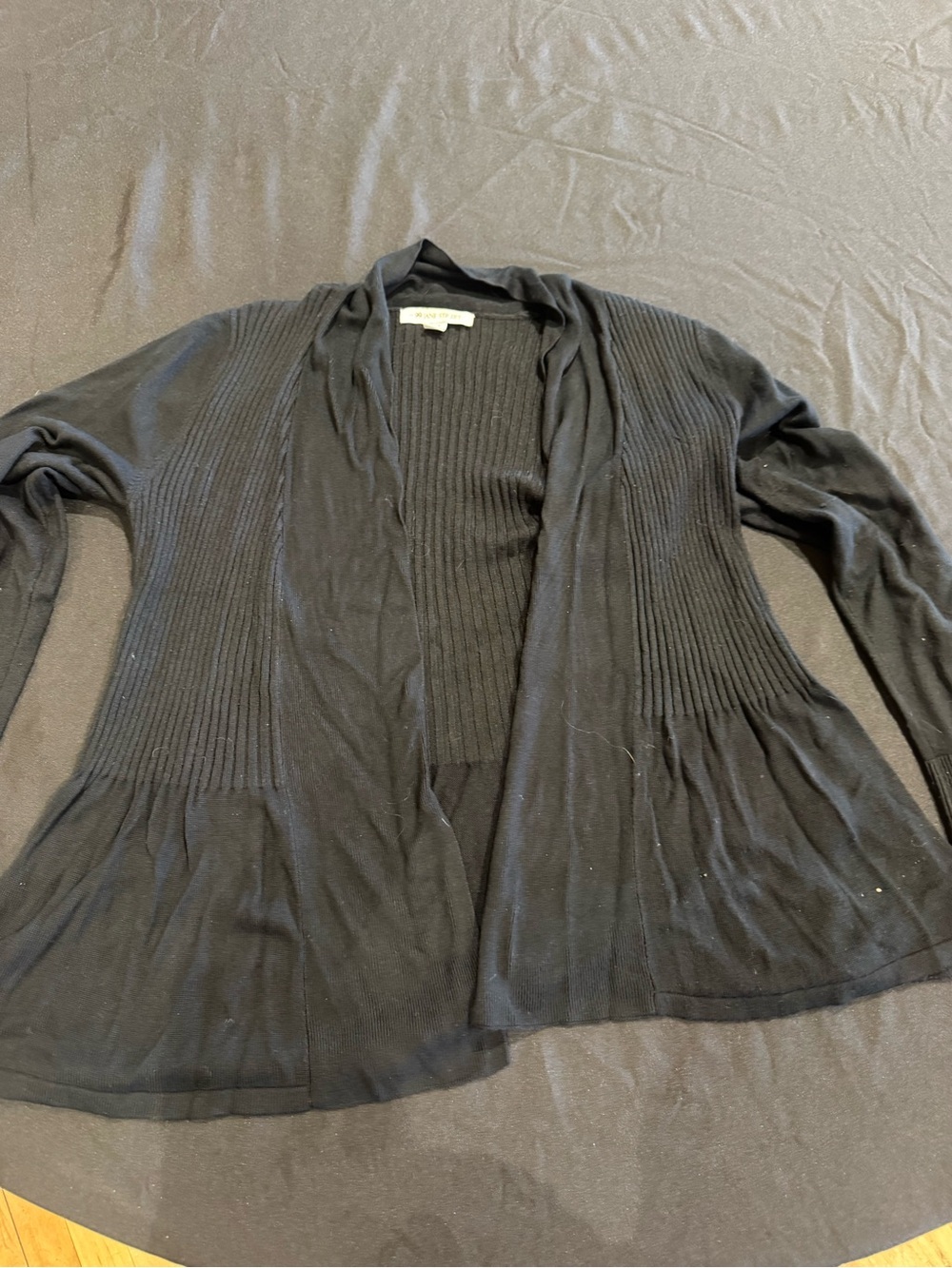 Black Open-Front Ribbed Knit Women’s Cardigan